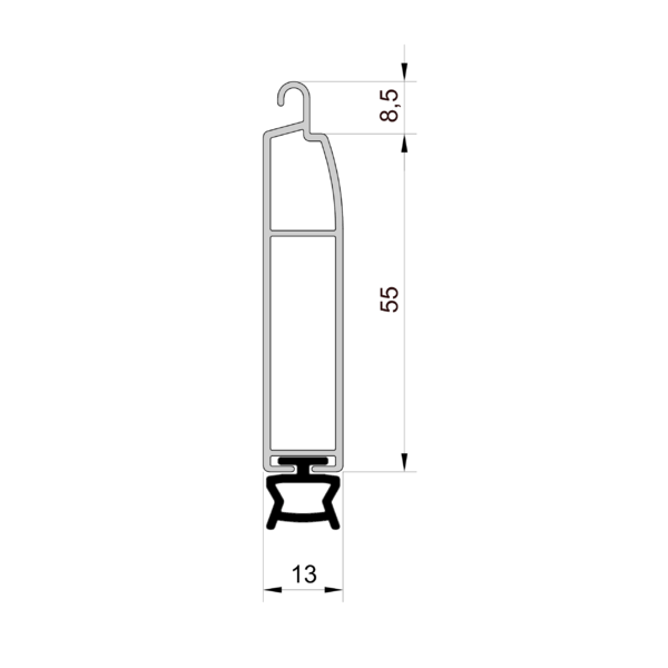 Aluminium onderlat met rubber dichting